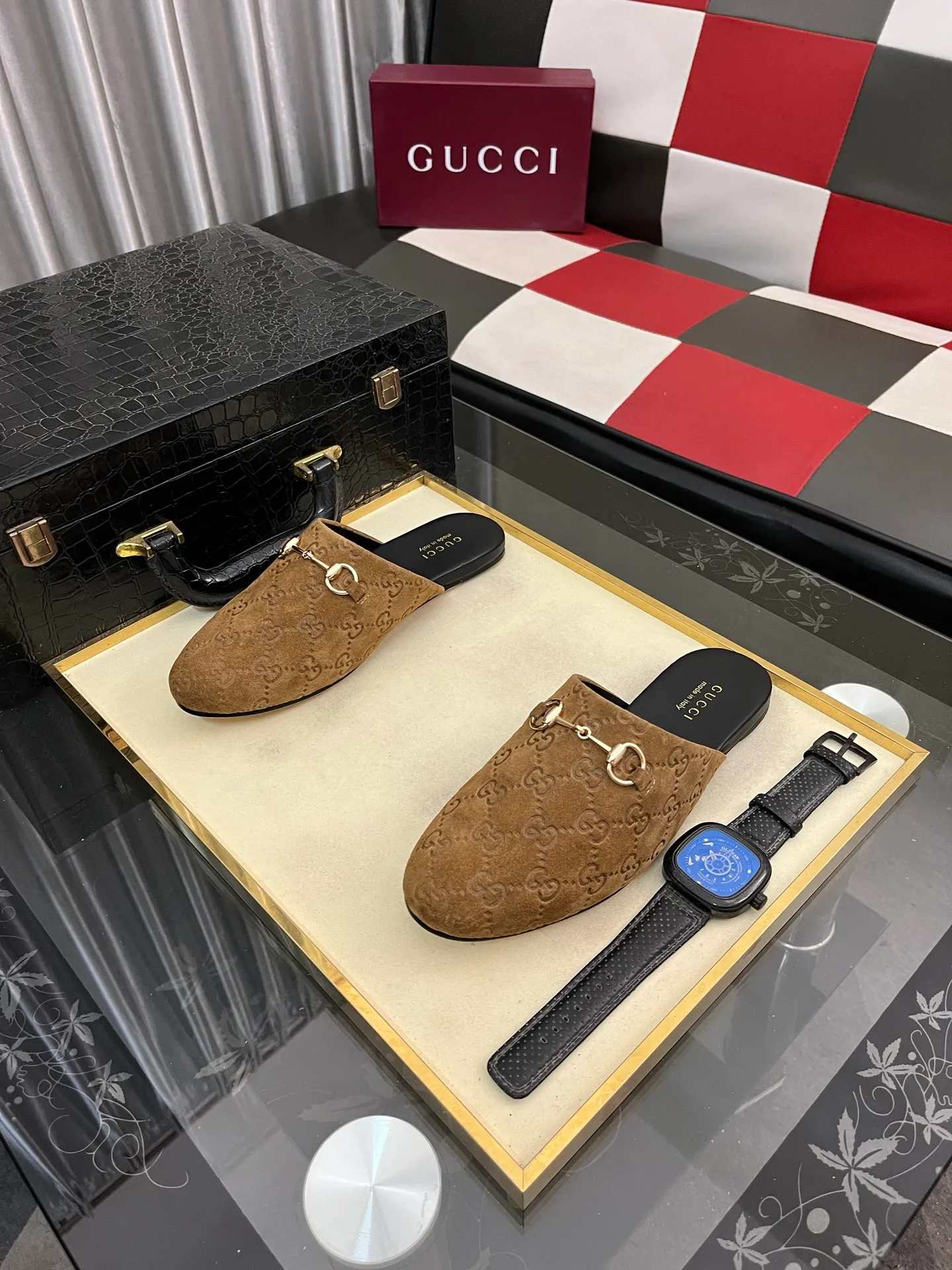Men's shoes 💰480⌚️⌚️[Gucci] 2024 new season half-slip men's shoes, made of Italian imported first-layer frosted cowhide➕sheepskin lining, original hardware buckle, original combination wear-resistant outsole, real shot 🎬 Very comfortable on the feet, size 36-44